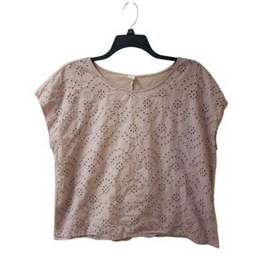 Eyelet-Front Short-Sleeve Top